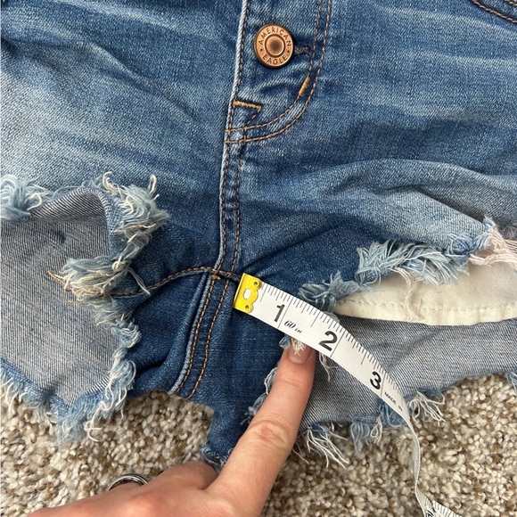 🦋 American Eagle Outfitters Super Stretch High Rise Shorties Denim Shorts 0 - Picture 8 of 8